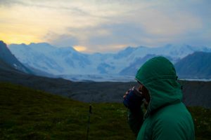 camping with mountains