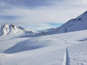 ski tracks in alaska