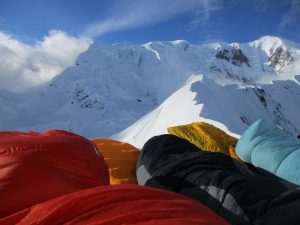 sleeping bags on mountain