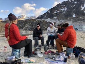 Alaska backcountry cooking by a glacier