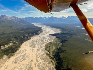 View of the Chitina River from a bush plane in Wrangell - St. Elias National Park