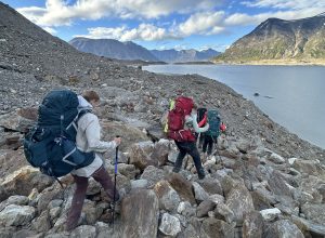 Three women backpacking in Alaska