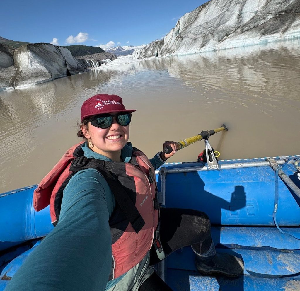 paddling through ice bergs in lake