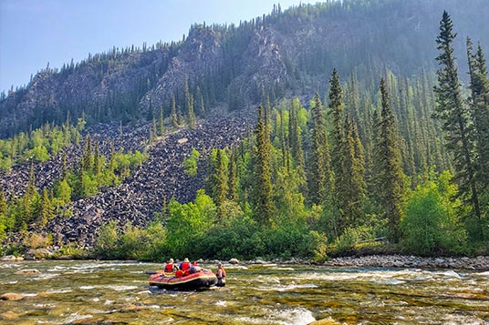 A red raft on the Charley River