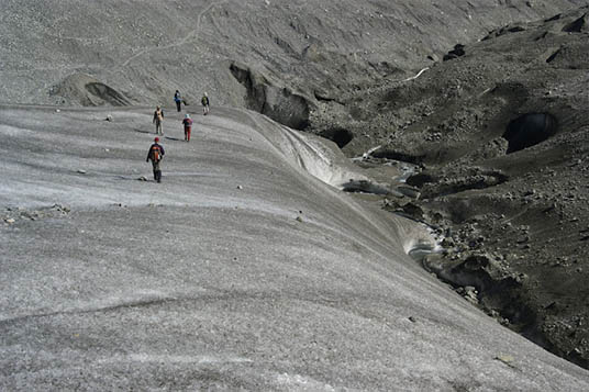 Hikers on the Root Glacier