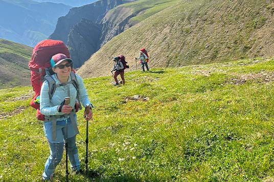 Happy backpackers in Wrangell - St. Elias National Park