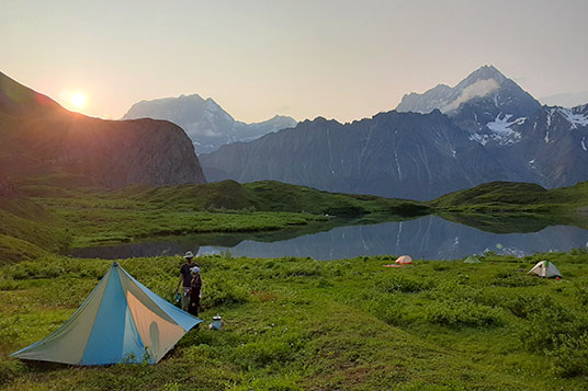 A beautiful sunset in the backcountry of Wrangell - St. Elias National Park