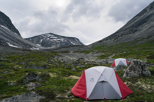 Two tents set up in Wrangell - St. Elias National Park