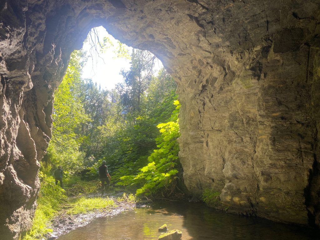 Backcountry guide in copper river northwestern railroad tunnel